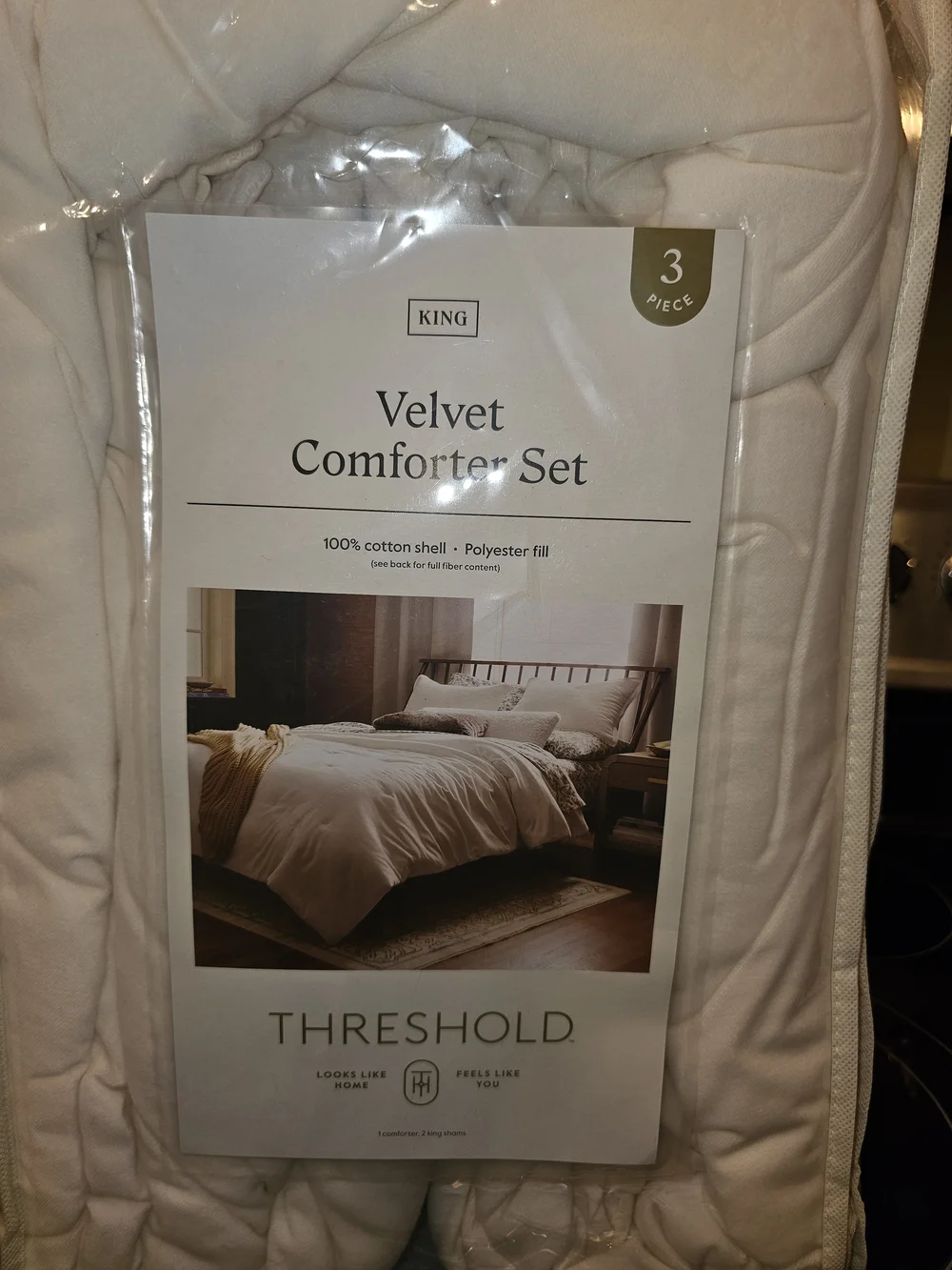 Threshold Velvet Comforter Set - Cream